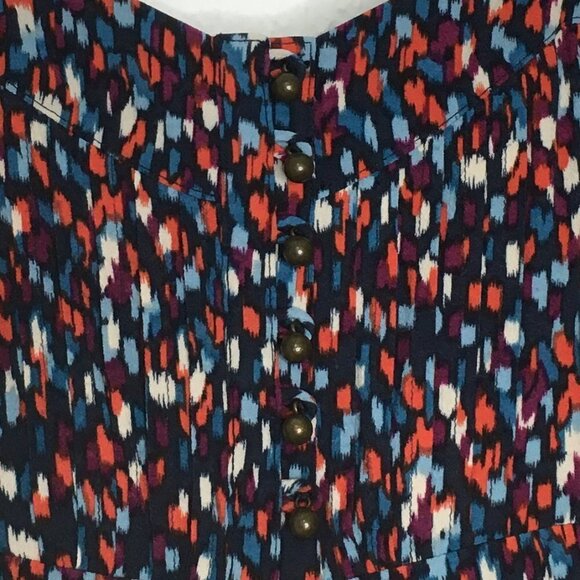 FOSSIL Multi Color Print Tiered Maxi Dress Dotted Brushstroke Size XS XSMALL - Picture 11 of 15